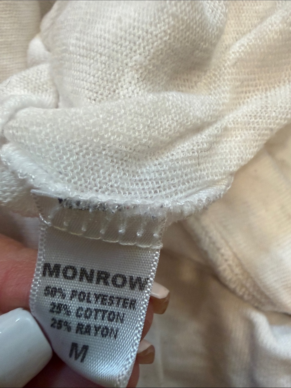 Monrow Sheer White Long-Sleeve Crew M - Picture 3 of 3